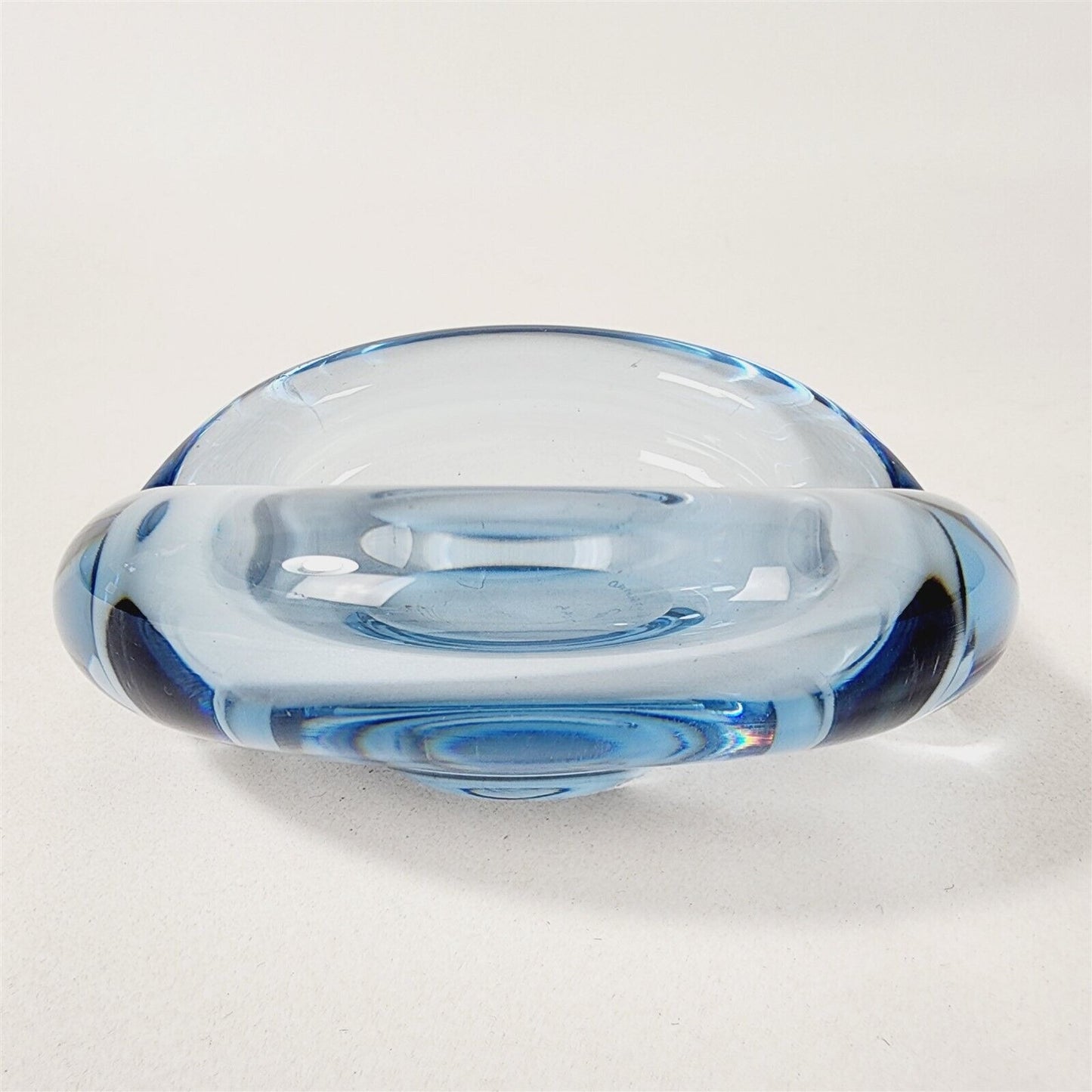 Vintage Holmegaard Per Lutken Light Blue Art Glass Dish Ashtray Signed & Number
