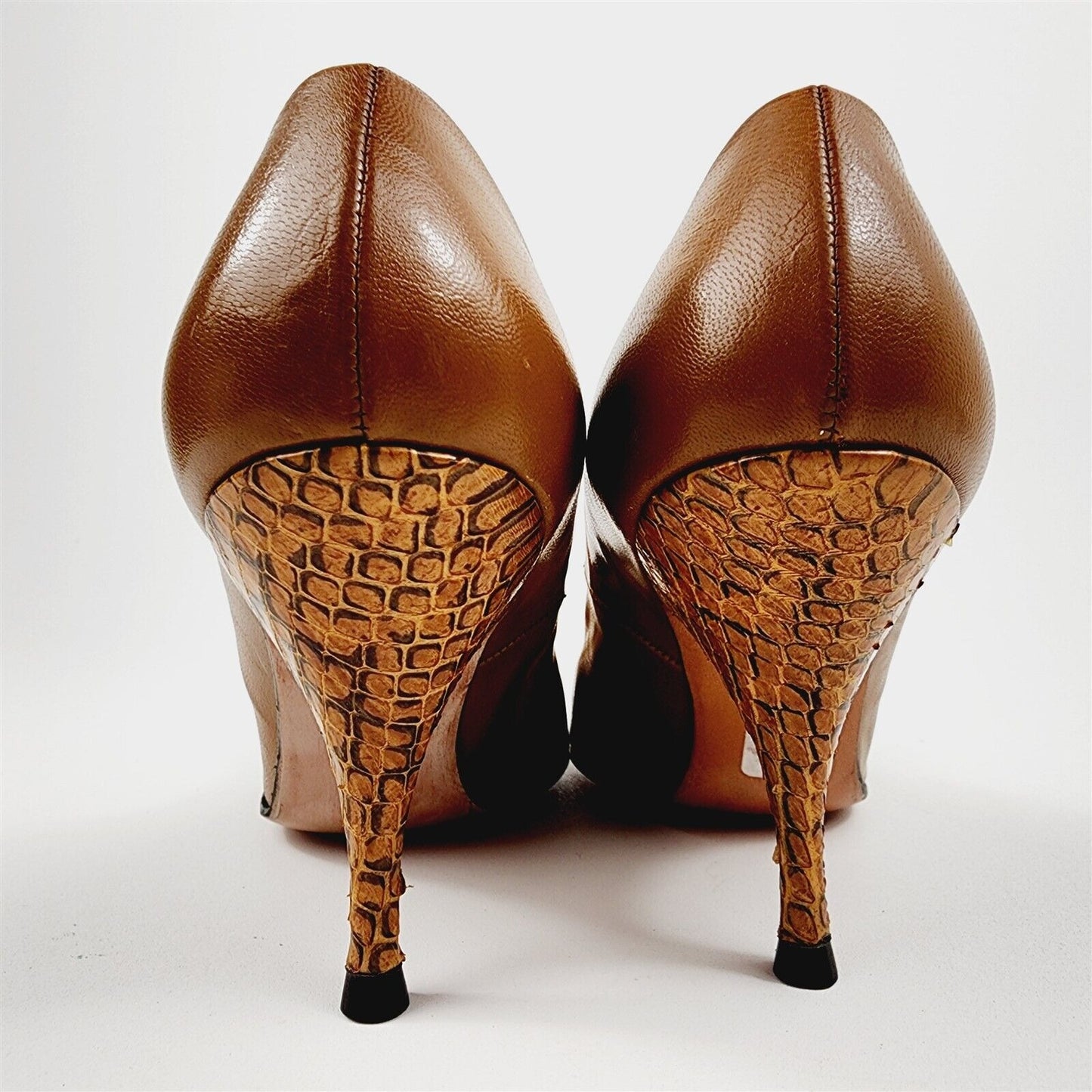 Vtg 1950s/60s So Unbelievably Johansen Brown Snakeskin Leather Heel Womens 4 B