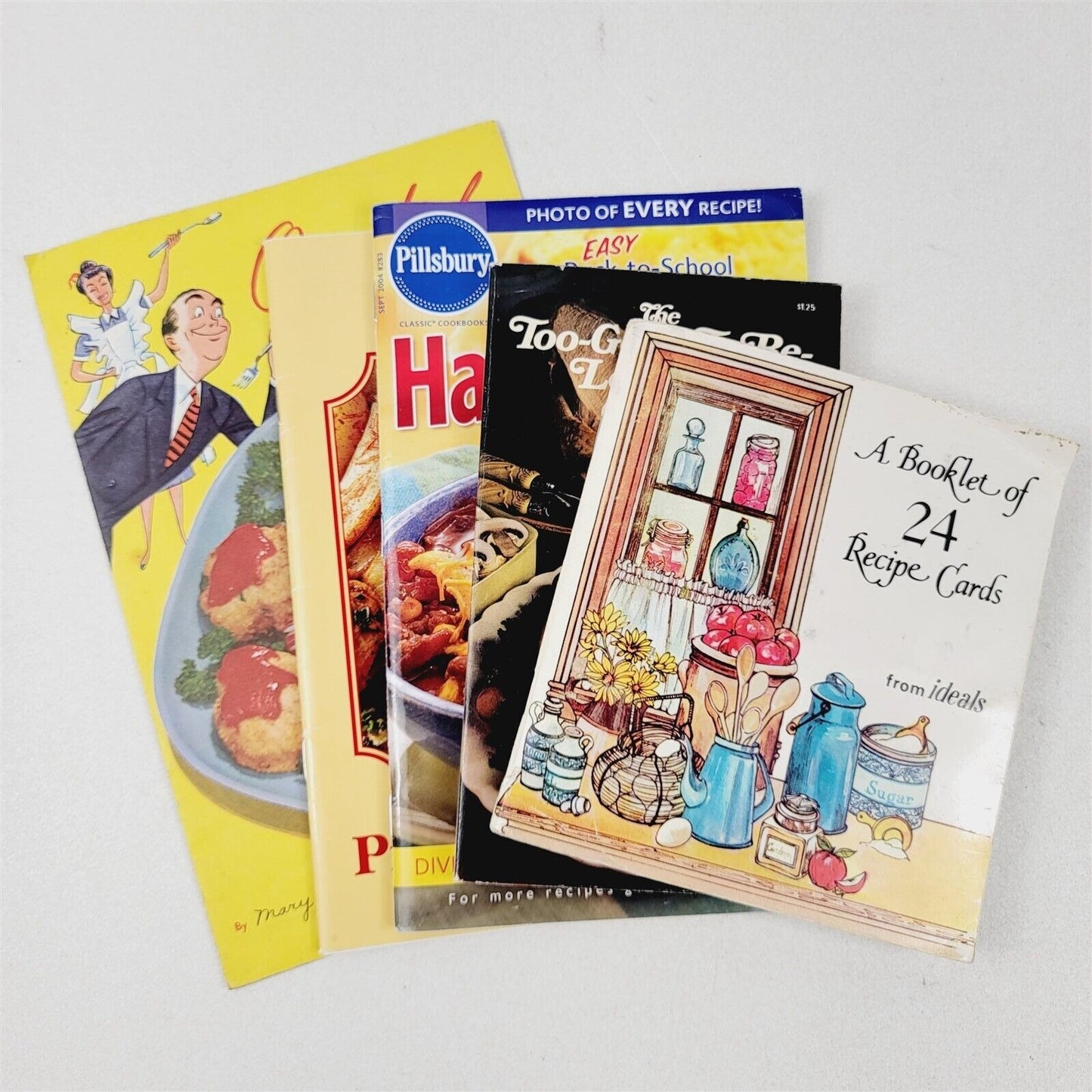 6 Vintage Cookbook Recipe Booklets One Dish Meals Pillsbury Blank Recipe Cards