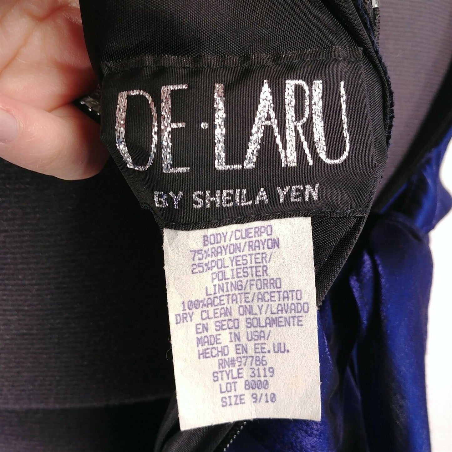 De Laru by Sheila Yen Blue Full Length Formal Evening Gown Juniors Size 9