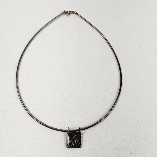 Silpada Sterling Silver Collar Choker Necklace Boy Figure Pendant Italy 925 13g