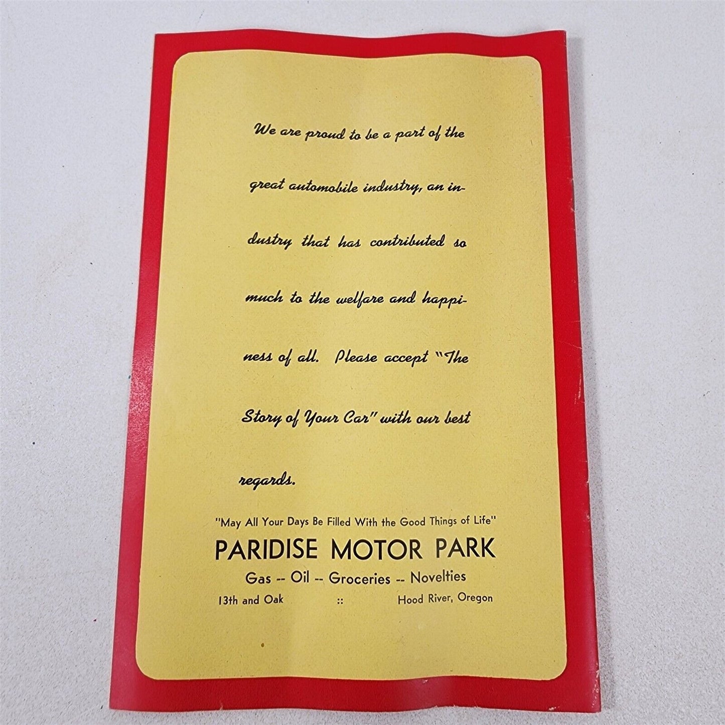 The Story of Your Car Paridise Motor Park Gas Oil Hood River OR 1950s
