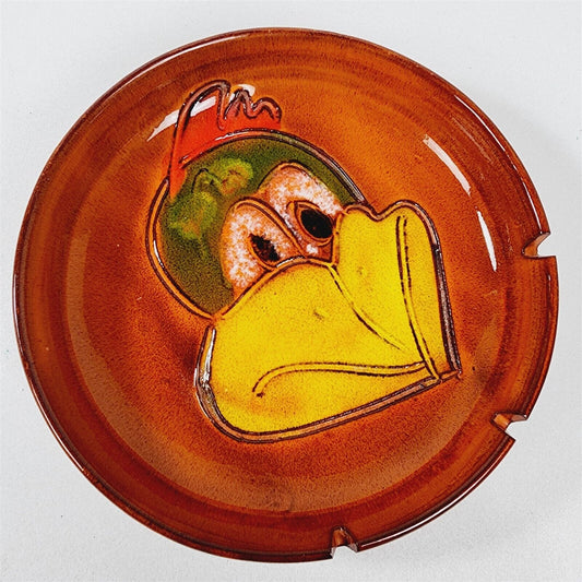 Vintage Pacific Stoneware Roadrunner Beep Beep Bird Ashtray Bowl - Unmarked - 9"