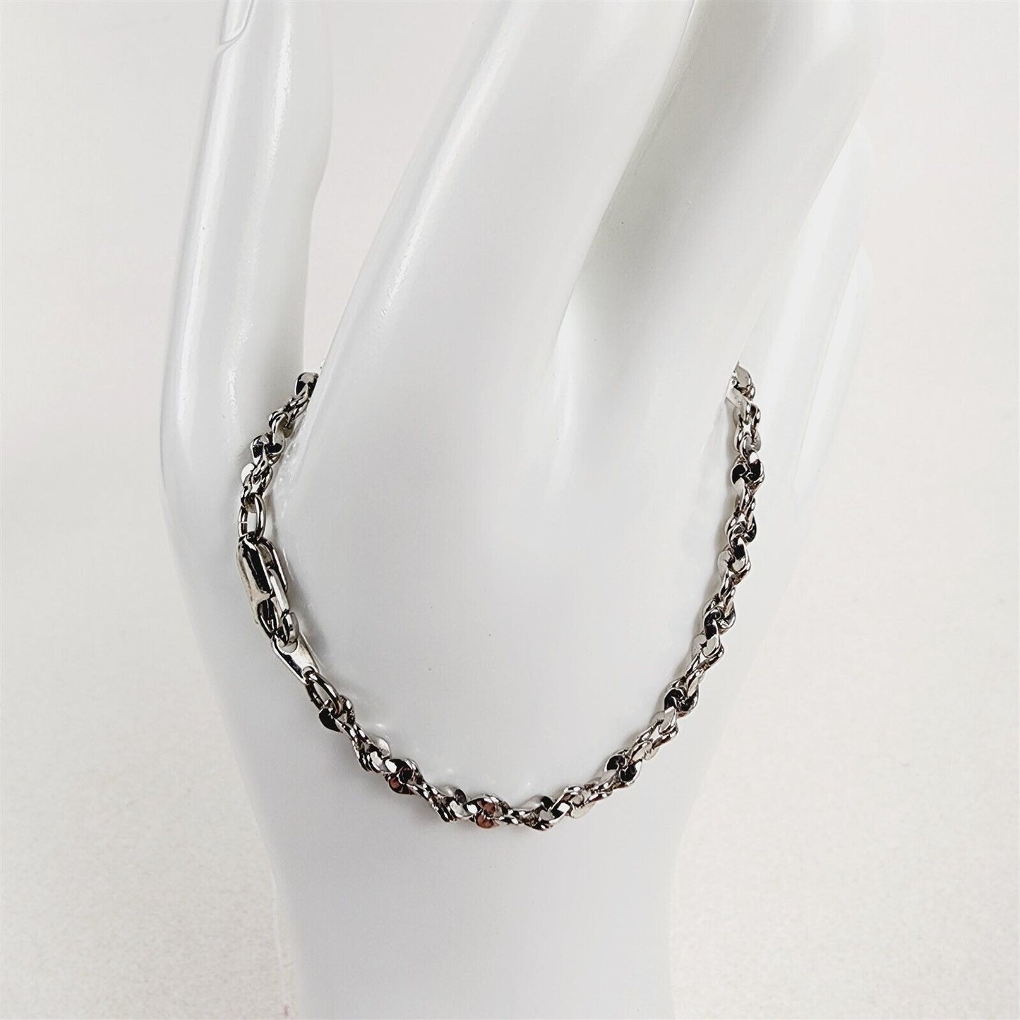 Rhodium Plated Bracelet Serpentine Twist 3.75mm Chain - 6 1/2"