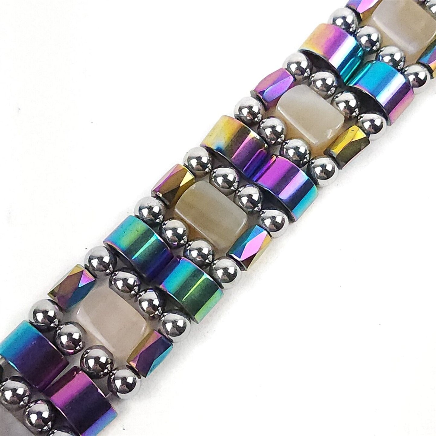 Rainbow Agate Magnetic Bracelet Therapeutic Quad