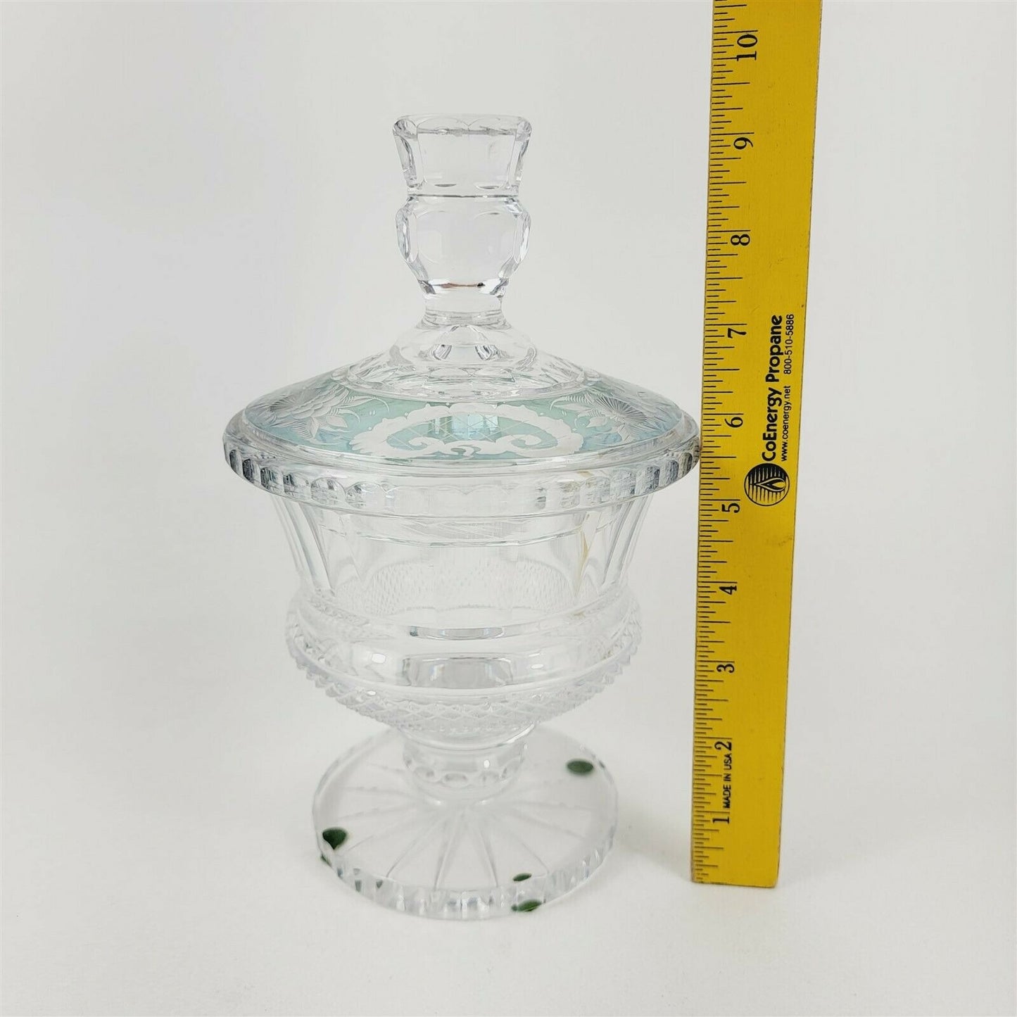 Vintage Elegant Crystal Covered Candy Dish Pedestal Jar Compote Bowl 9-1/2" Urn
