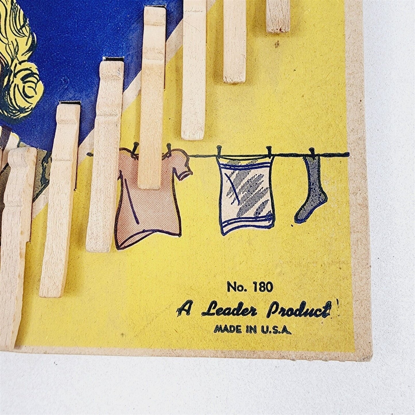 Vintage Dolly Pins 18 Wood Clothes Pins Clothespins Original Card No. 180 - #2