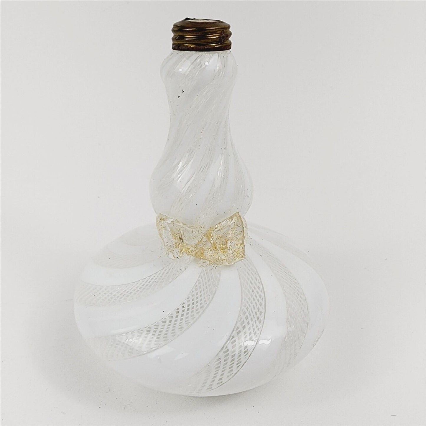 3 Vintage Latticino Art Glass Bottle Vase & Dish Handmade 1" - 5 1/2"
