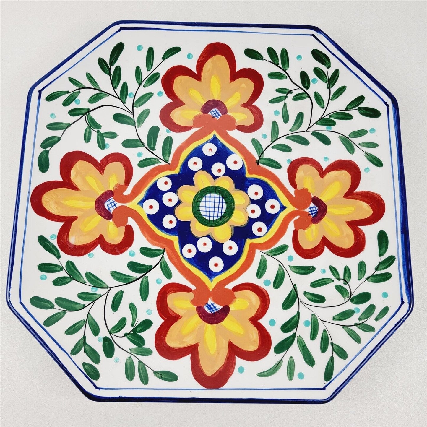 Certified International Octagon Colorful Painted Ceramic Platter Serving 13 x 13