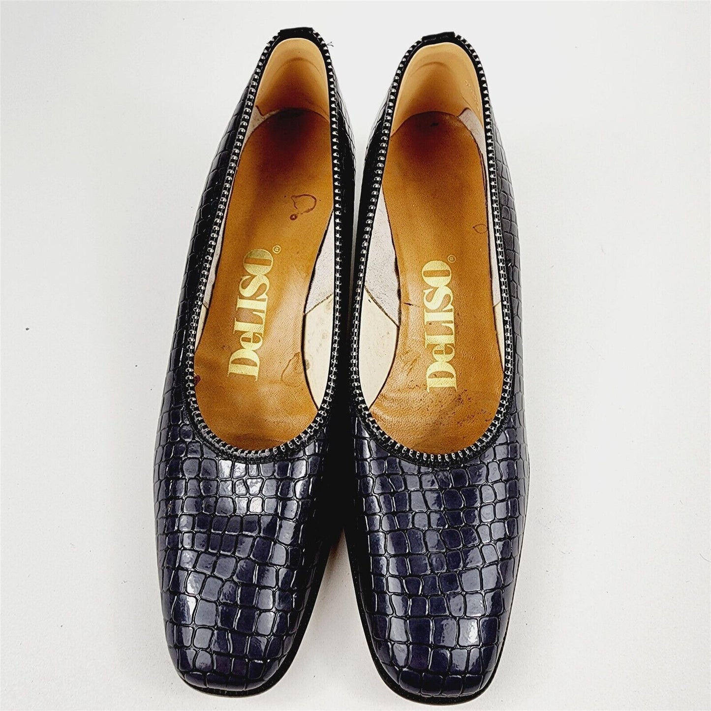 Vintage Palter Debs DeLiso Womens Size 8 Blue Gray Pumps Heels Shoes