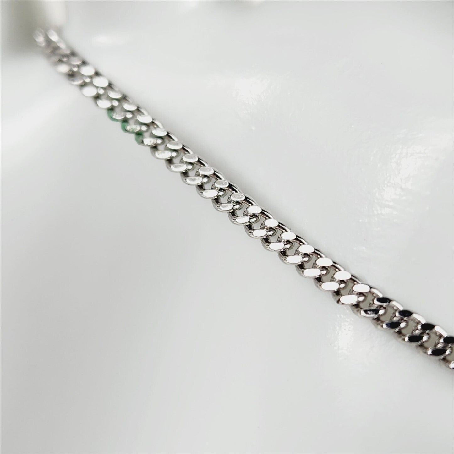 Rhodium Plated Anklet Ankle Bracelet Curb 2.25mm Chain - 10"