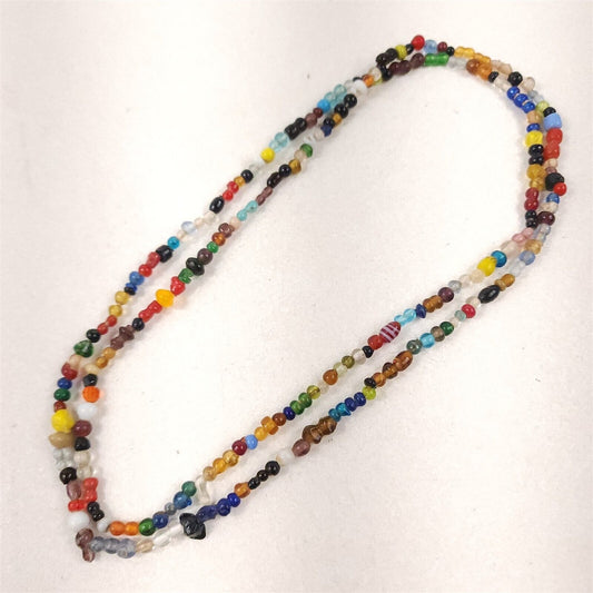 Vintage Rainbow Handmade Glass Trade Bead Necklace Multi Color Abstract - 36"