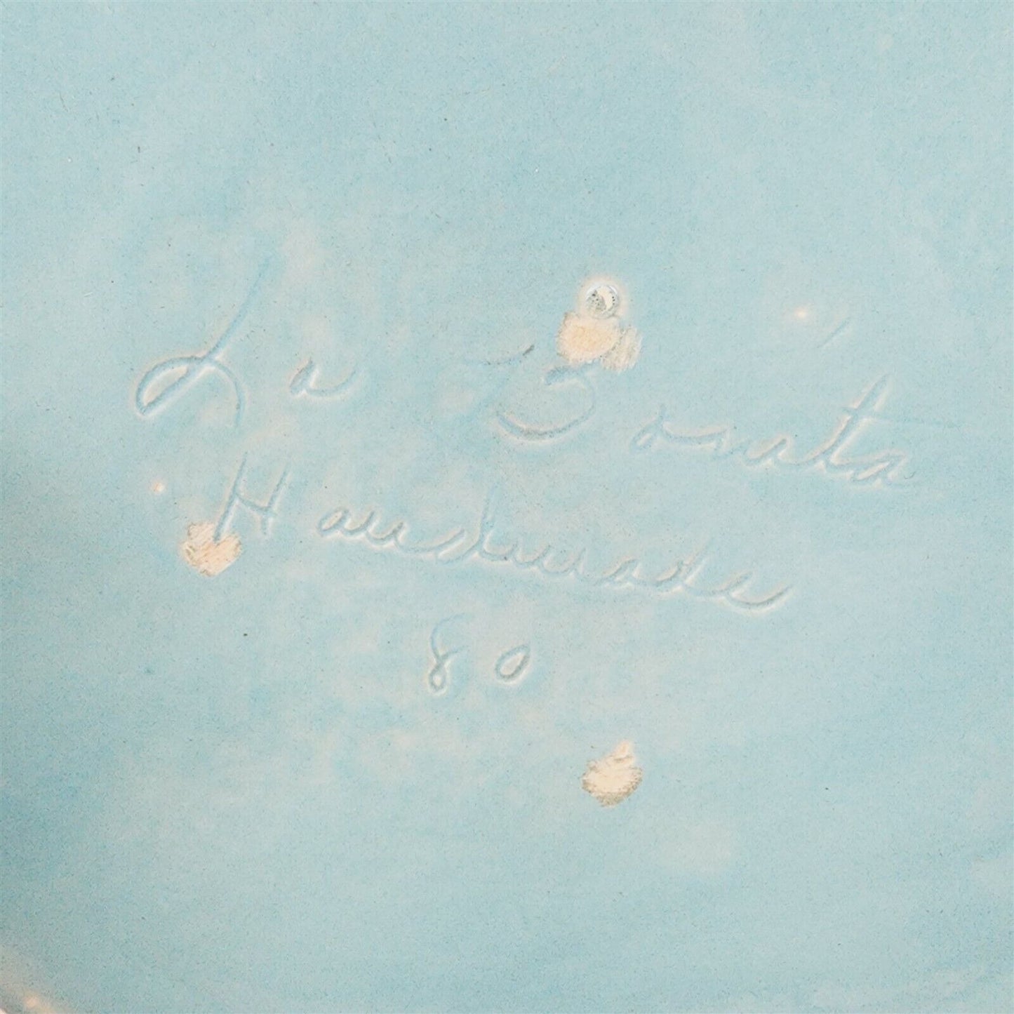 Vintage MCM La Bonita Pottery Pink Blue Turquoise Dish Tray w/ Handles