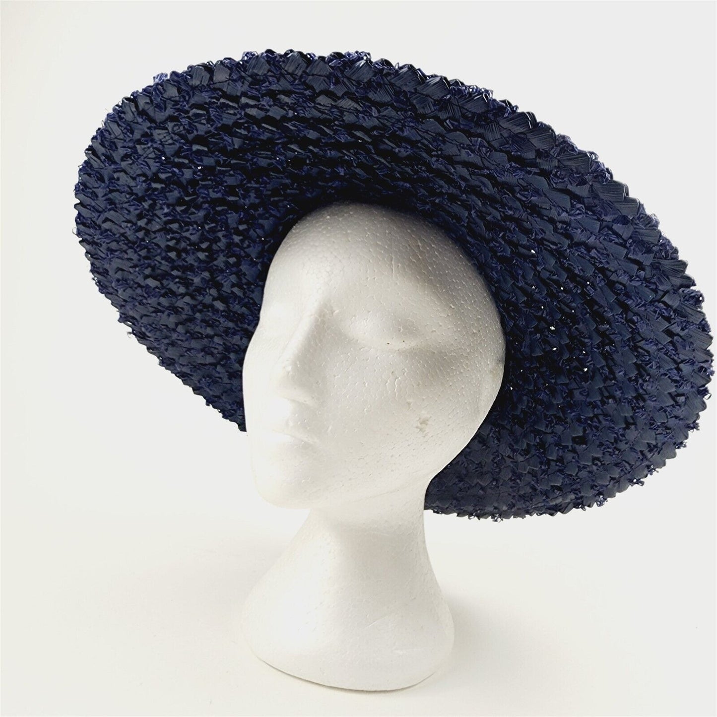 Vintage Beresford Navy Blue Wide Brimmed Womens Hat w/ Ribbon
