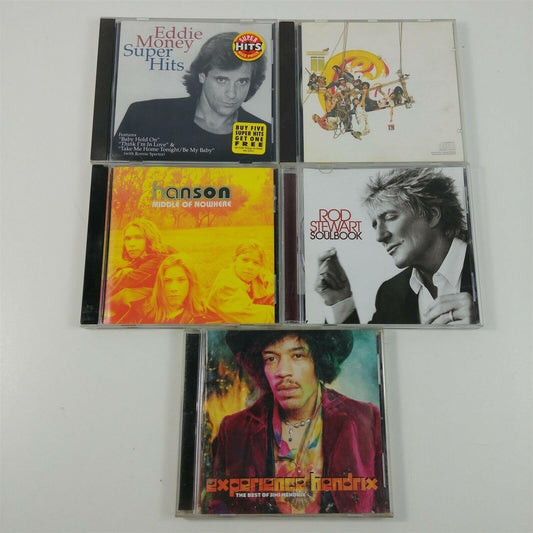 Jimi Hendrix, Chicago, Hanson, Rod Stewart, Eddie Money 5 Rock CD Lot