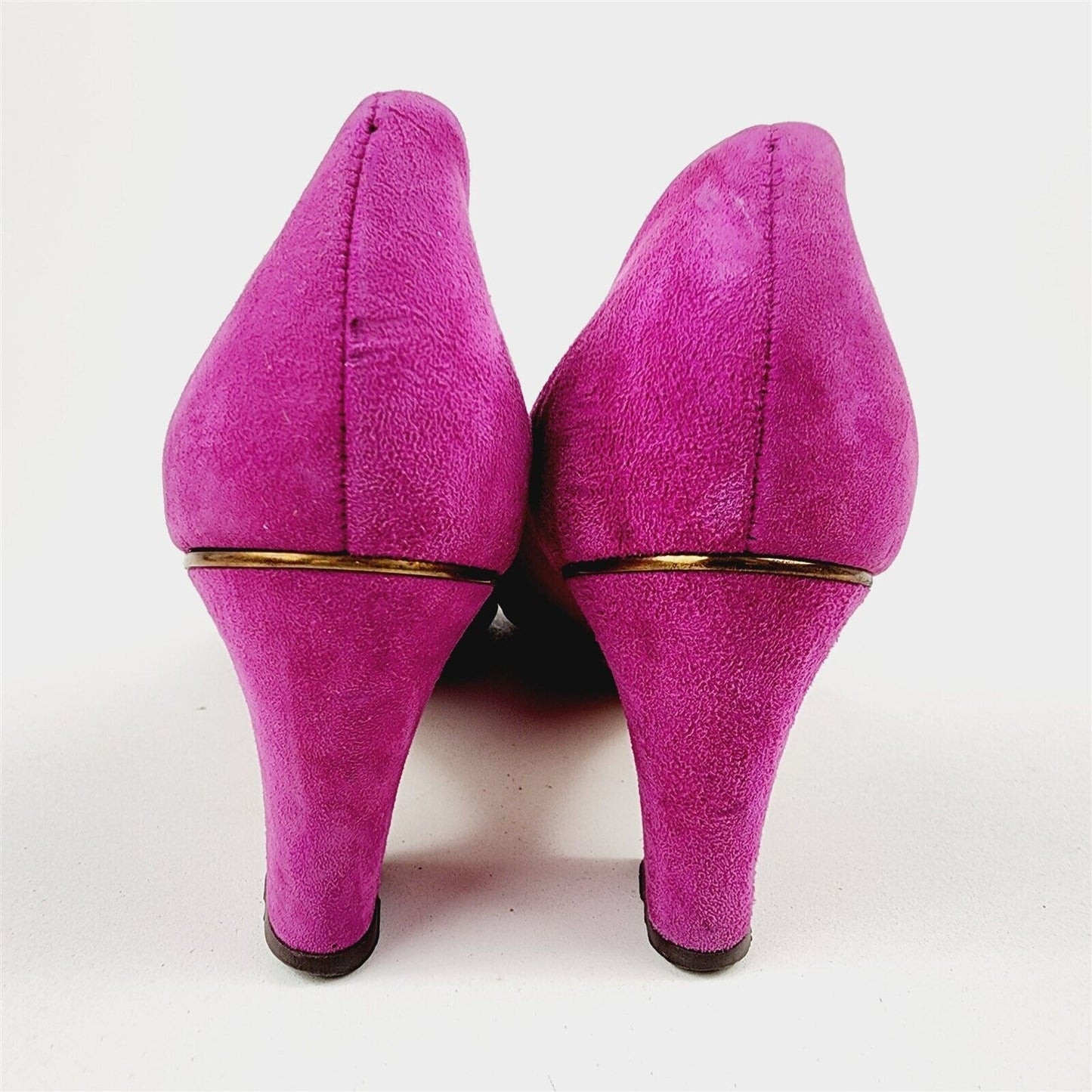 Vintage Frank More Purple Suede Leather Heels Shoes Womens Size 8.5