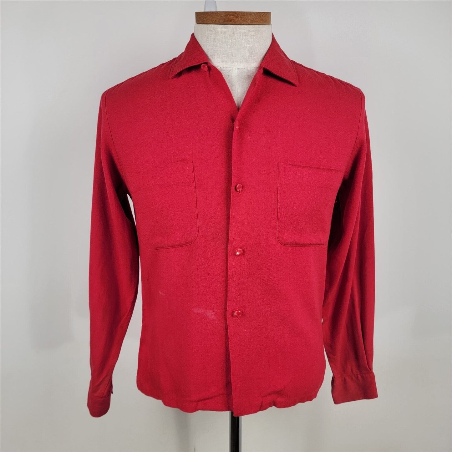 Vintage Da Vinci CA Red Long Sleeve Button Loop Collared Shirt Mens Size S