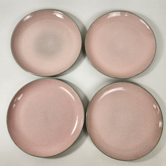 4 Vintage Harkerware Stoneware Speckled Pink Gray Dinner Plates - 10"