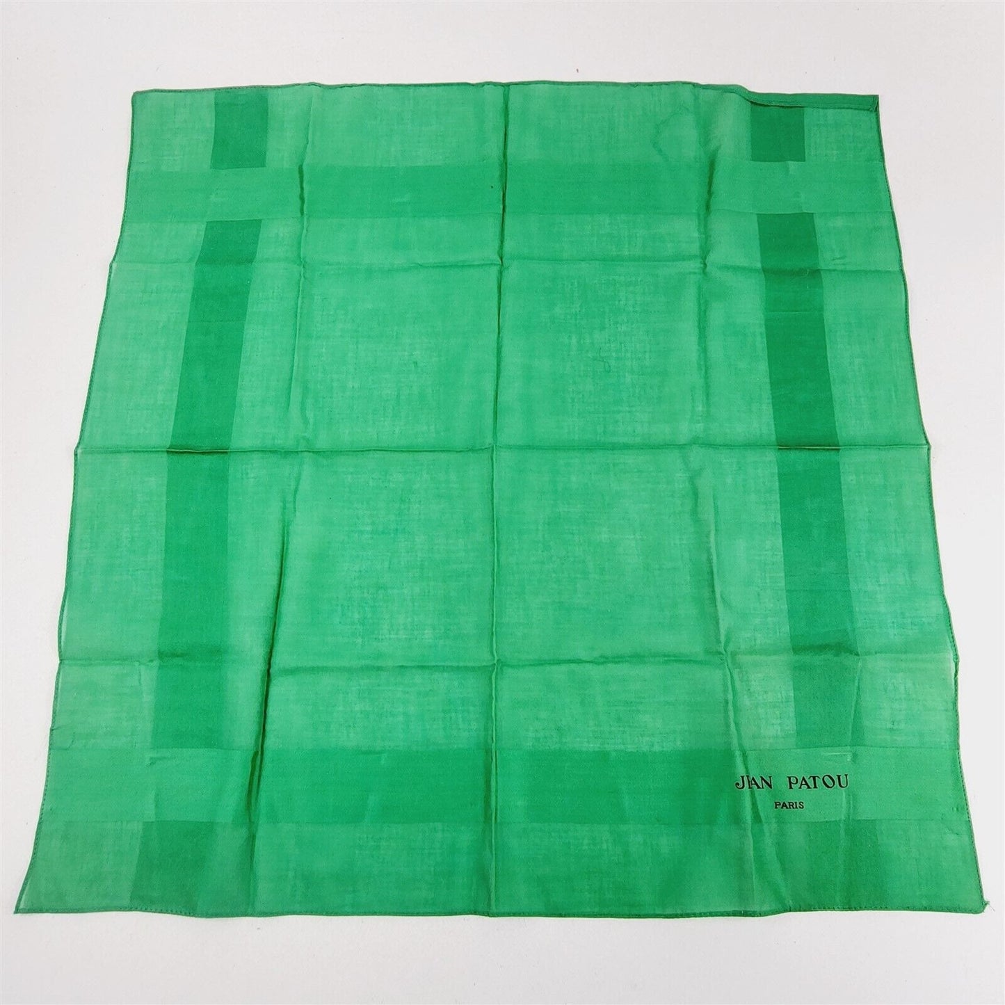 Vintage Jean Paton Paris Green Silk Square Scarf - 22" x 22"