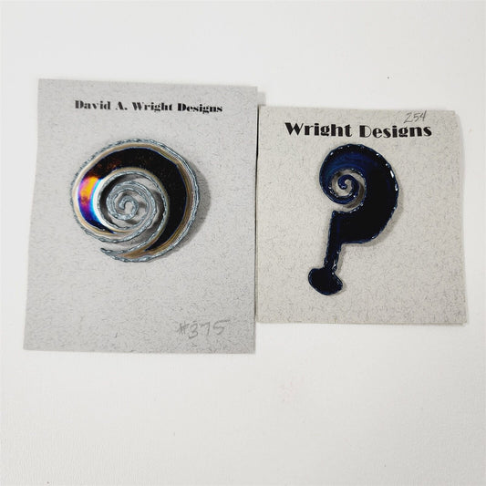 Vintage David A Wright Designs Brooch Pin Metal Art Swirl Question Mark