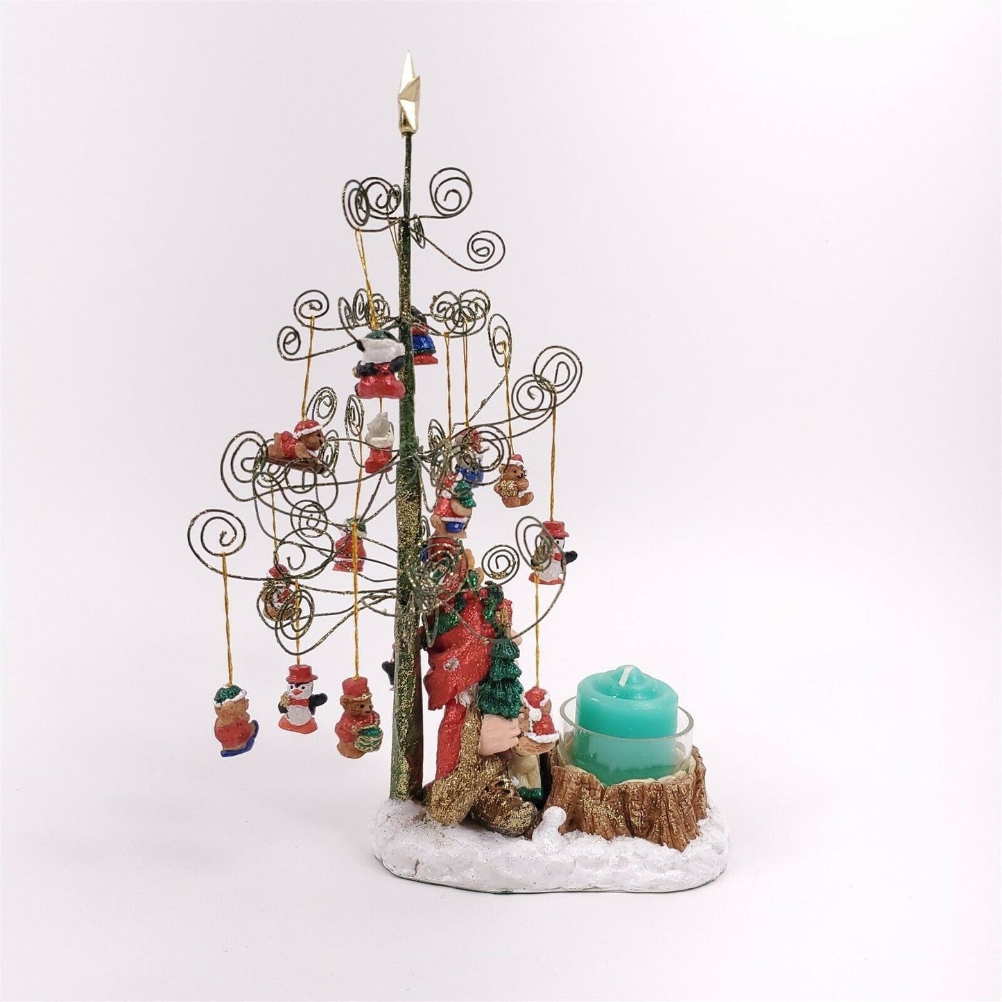 Christmas Tree Ornament Gnome Tomte Elf Santa 10-1/2" w/ Candle Vintage