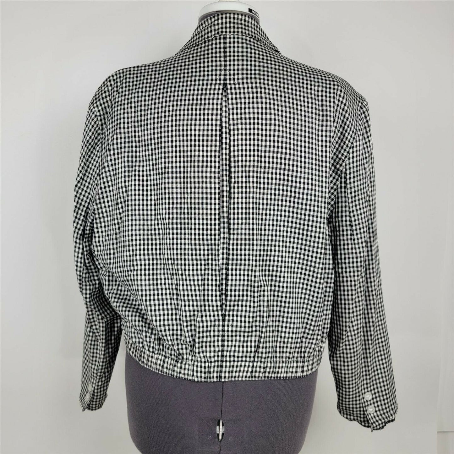 TR Bentley Black & White Plaid Vintage 3 Button Blazer Jacket Womens Size 13/14