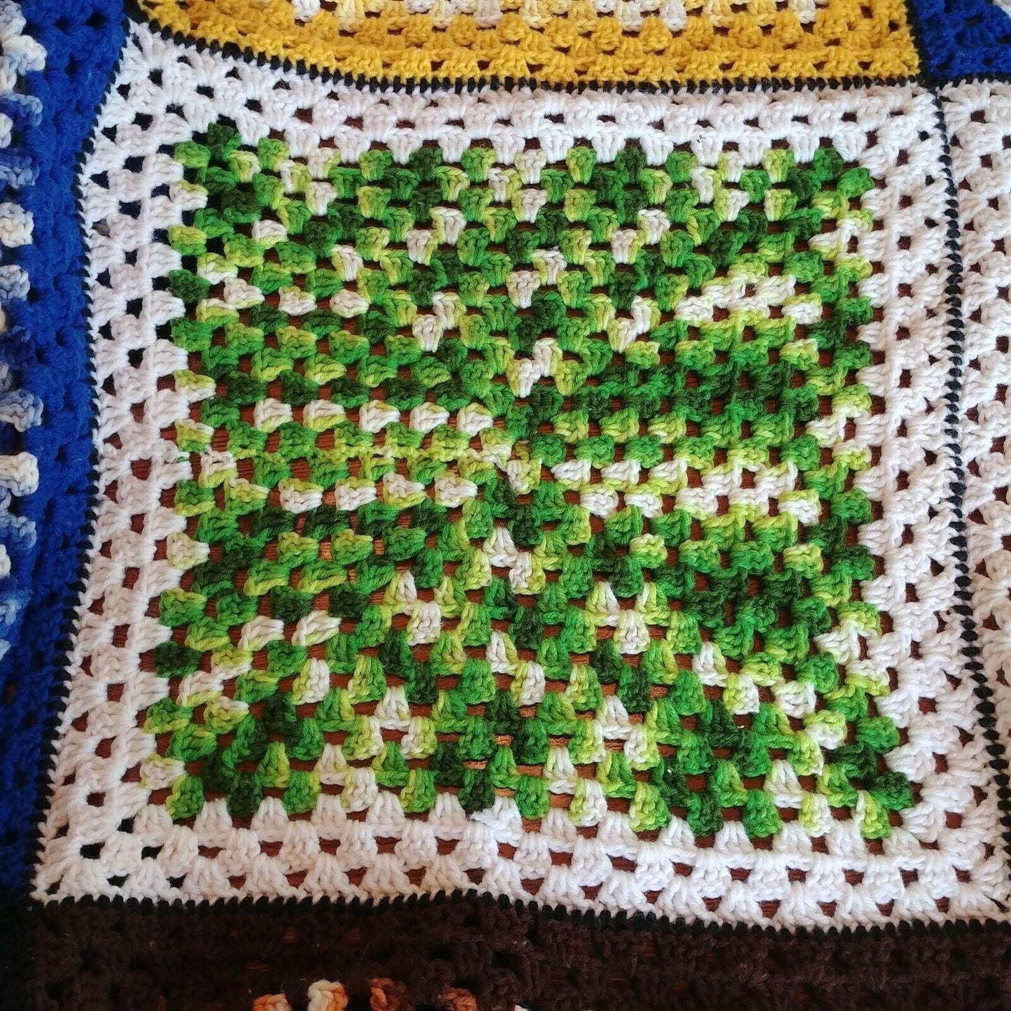 Handmade Crochet Afghan Chevron Pattern Square Quilt Blanket 81" X 60" Bed