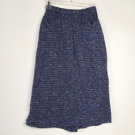 Vintage Blue & Purple Colorful Straight Skirt w/ Pockets