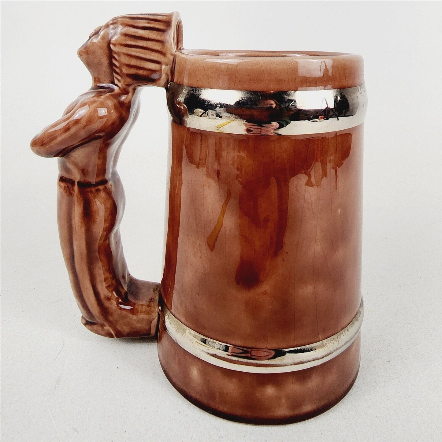 Vintage Stein Mug Figural Chief Indian Handle "W" Washington - 5 3/4" tall