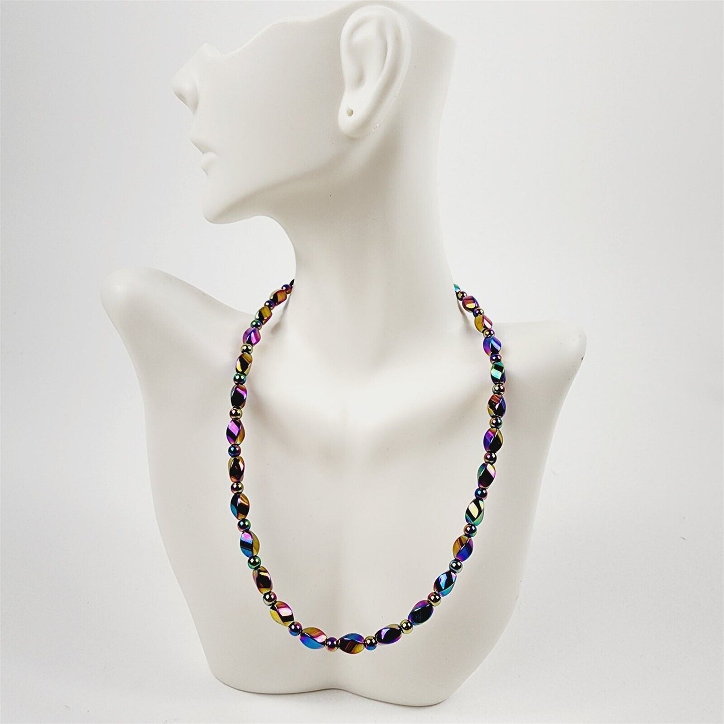 Rainbow Short Twist Magnetic Beaded Necklace Therapeutic Handmade