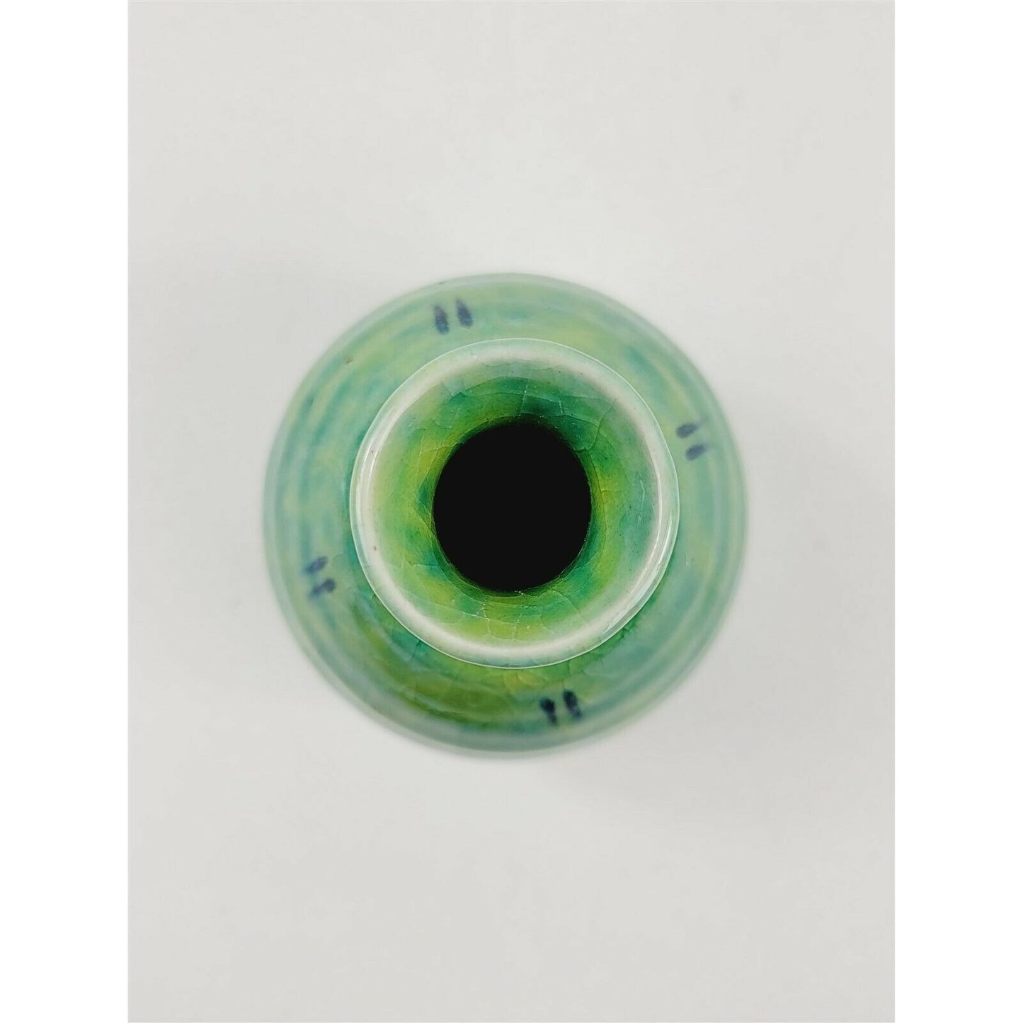 Set Vase & 2 Miniature Cups Handmade Ceramic Blue Green Dip Glazed