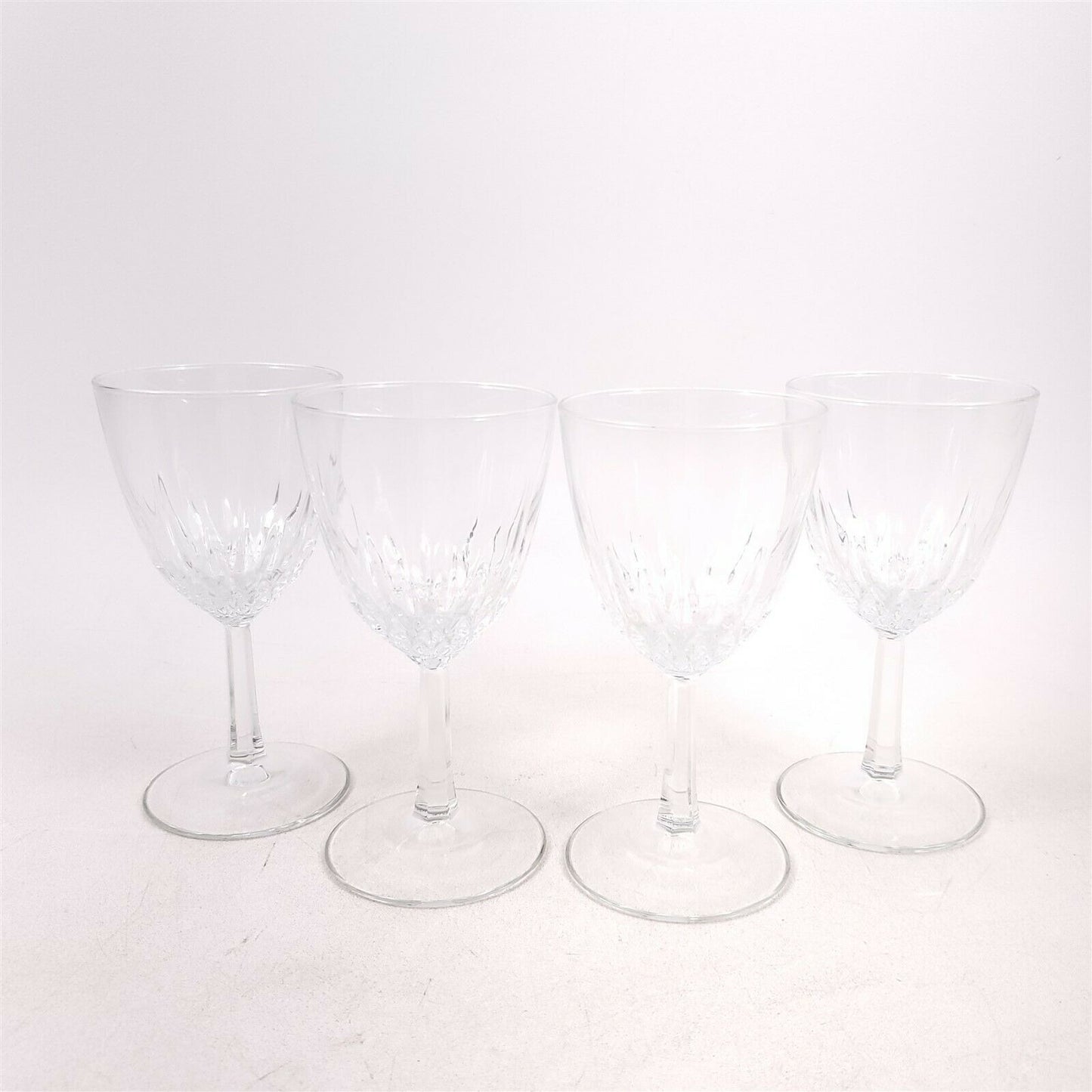 4 Vintage Lead Glass Crystal Water Goblet Glasses 5.75"