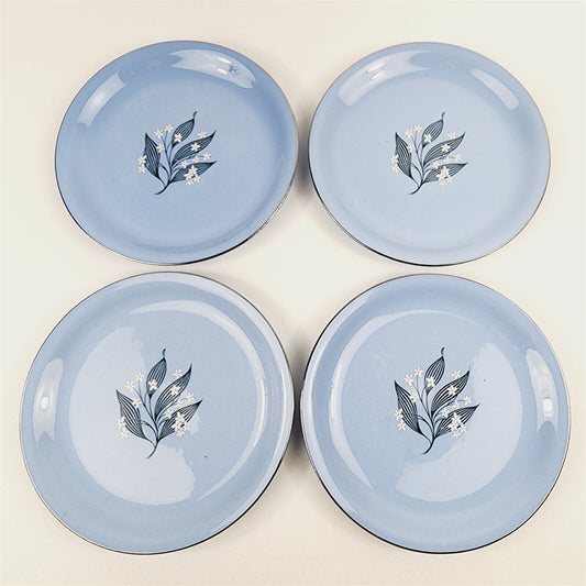 4 Vintage Skytone Homer Laughlin Blue Salad Plates - 7 3/8"