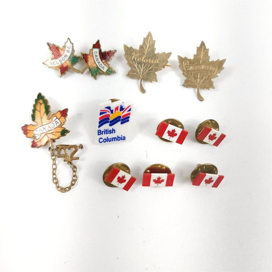 Lot of 10 Canada Maple Leaf 1942 Pinback Lapel Pins