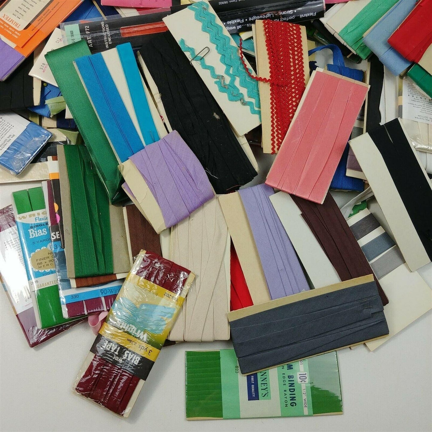 Huge Vintage Lot Sewing Supplies, Zippers, Elastic, Binding Lace, Bias Tape