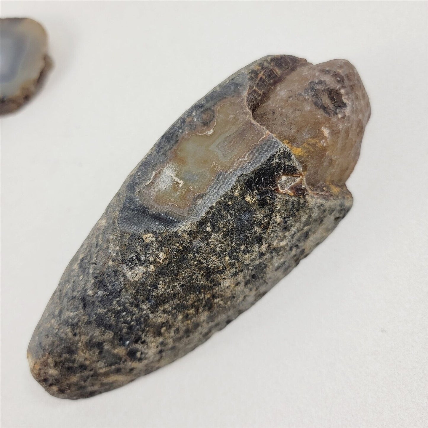 2 Cut Polished Agates Rocks Crystal Lapidary Oblong - One Broken