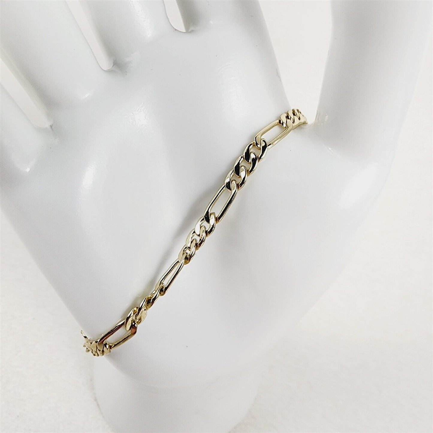 14K Gold Plated Bracelet Classic Figaro 4mm Chain - 8 1/4"