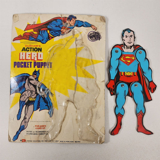 Vintage Durhams Superman Pocket Puppet with Original Packaging 1970s