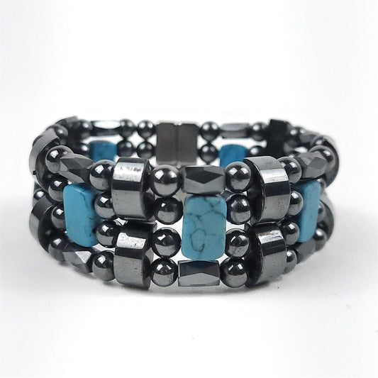 Black & Turquoise Magnetic Bracelet Therapeutic Quad