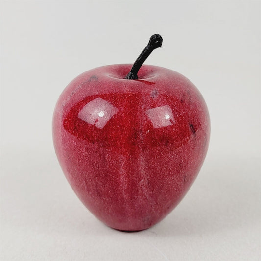 Vintage Alabaster Red Apple Paperweight Realistic Fruit 3 1/2" Tall
