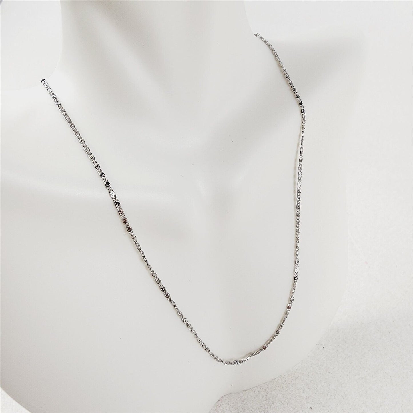 Rhodium Plated Necklace Scroll 1.25mm Chain Minimalist - 15"