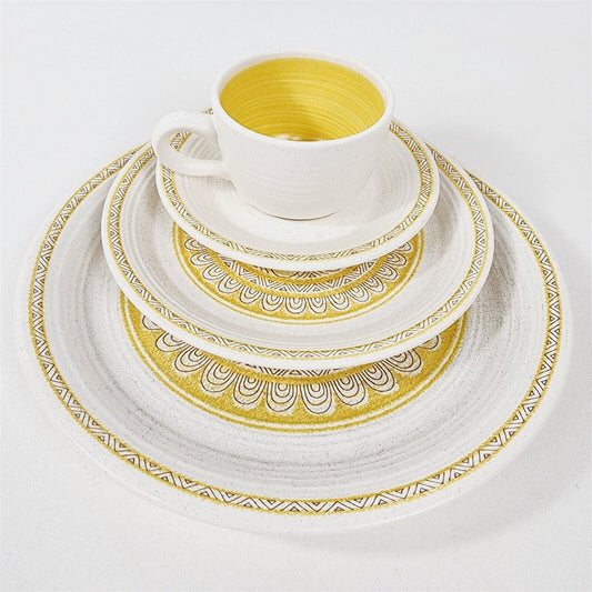 4 Pc Vintage Franciscan Hacienda Gold Yellow Place Setting Plates, Cup & Saucer