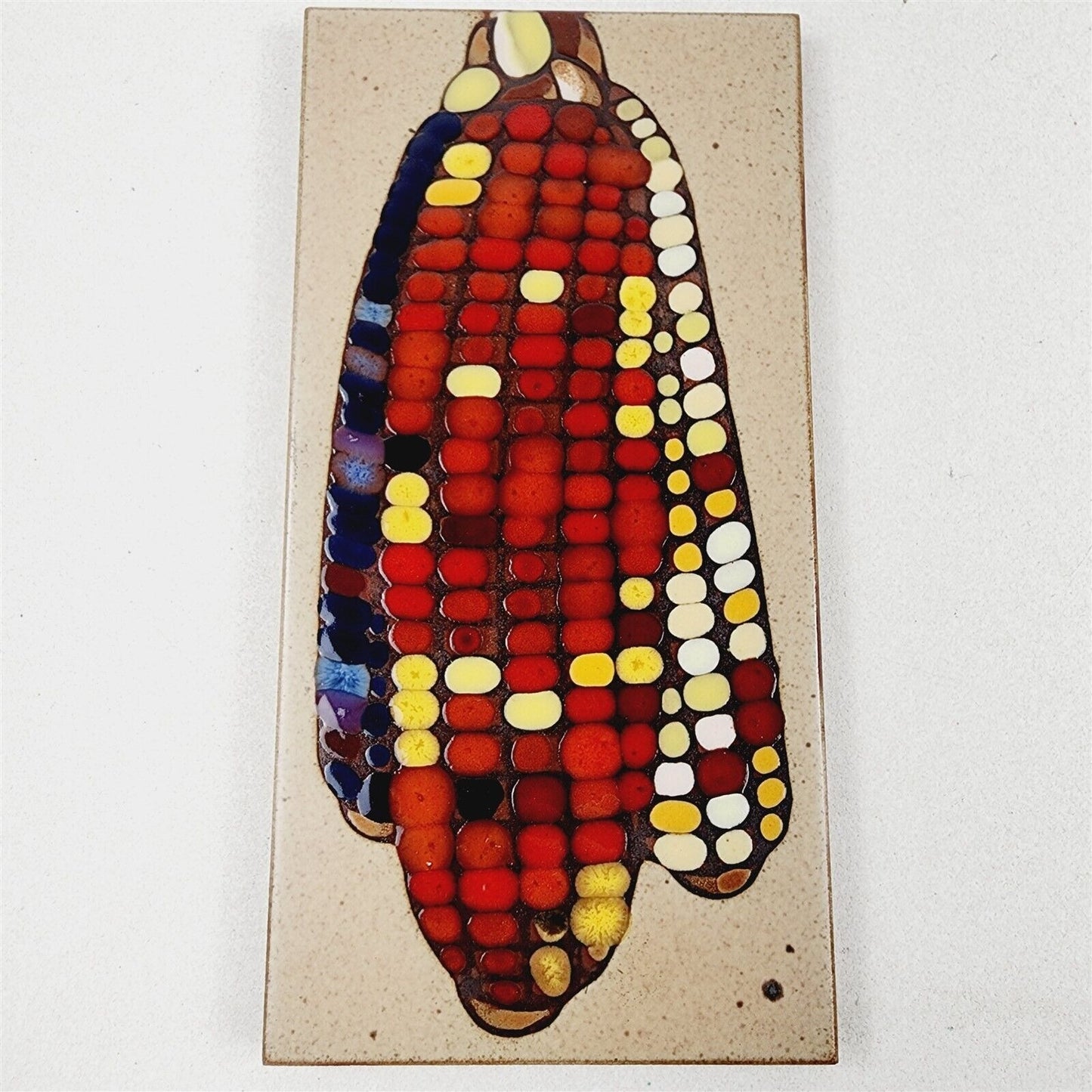 Vintage Decorative Ceramic Tile Colorful Corn Southwest Made in Italy - 8" x 4"