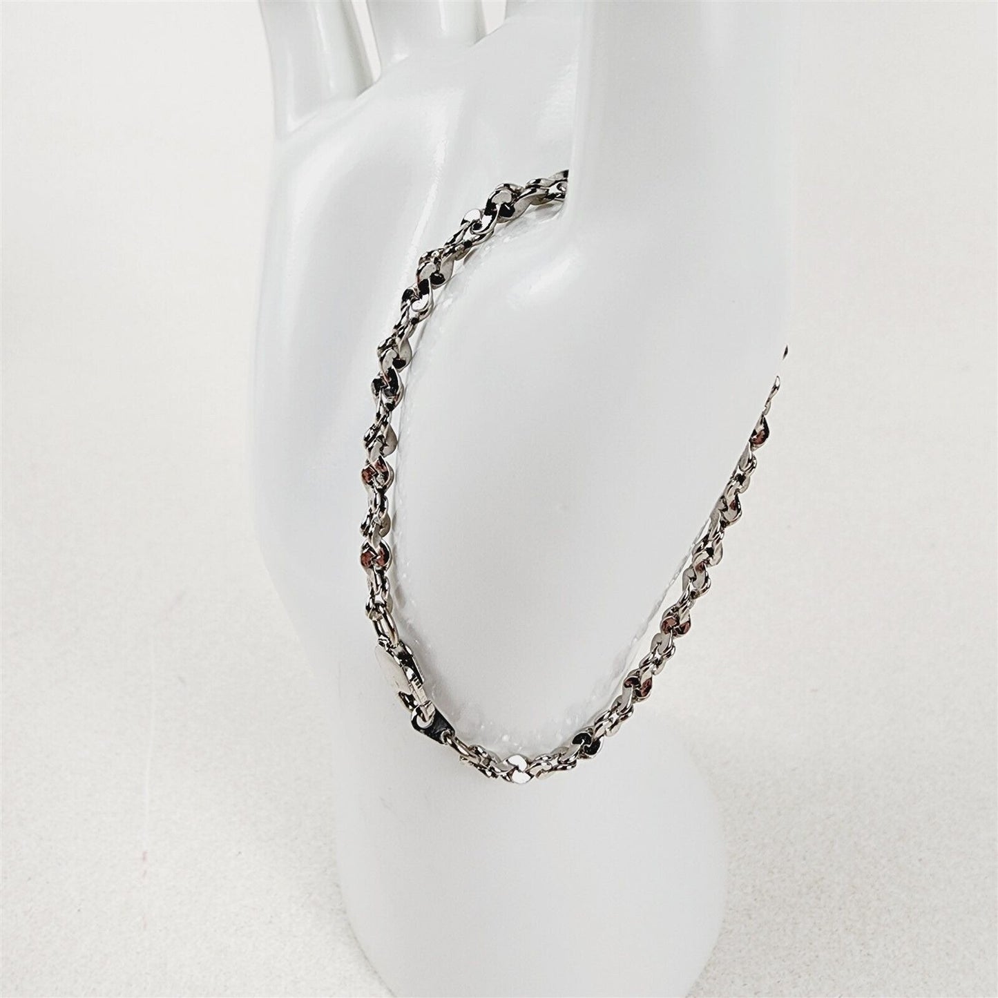 Rhodium Plated Bracelet Serpentine Twist 3.75mm Chain - 6 1/2"