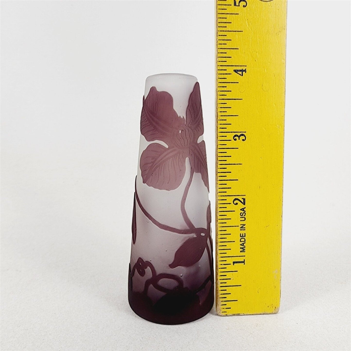 Vintage Galle Cabinet Vase Purple Clematis - No Star - 3 7/8"